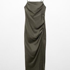 Mango Draped Detail Slit Dress